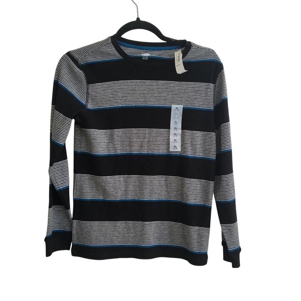 14/16 New Old Navy striped thermal waffle top